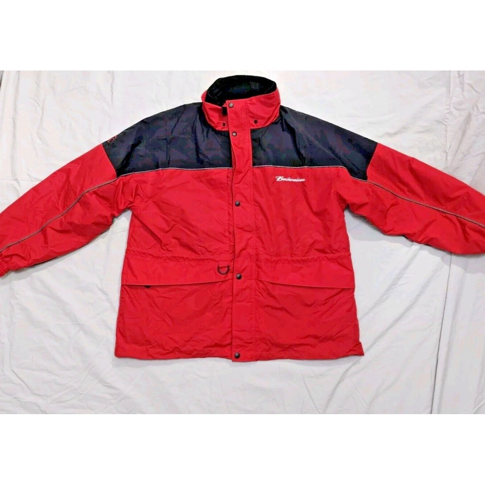 Tri-Mountain Colorado Budweiser Nylon Large Red Wind Water Proof‎ Winter Jacket
